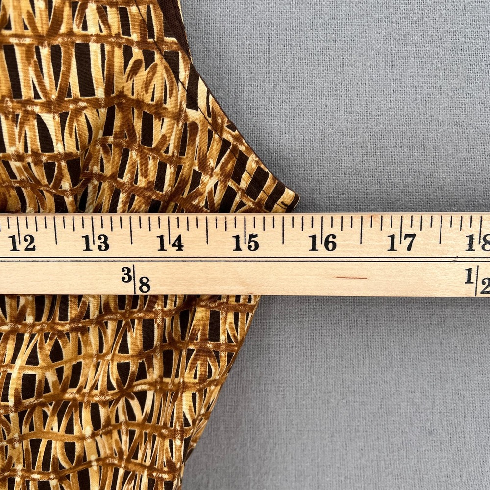 CHETTA B Vintage Dress Womens 4 Tan Brown Cotton Square Neck Sleeveless Sheath - Picture 15 of 16